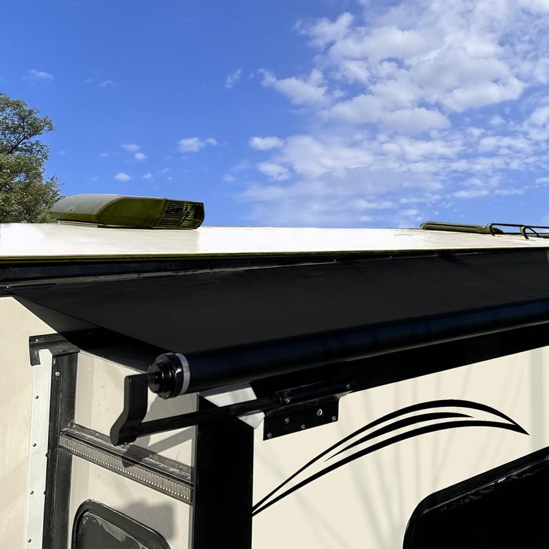 SHADEPLUS RV Slide Out Awning Fabric Replacement Universal Topper for 5th Wheel RVs, Travel Trailers and Motorhomes (49" x 300", Black Fabric Only) - Image 1